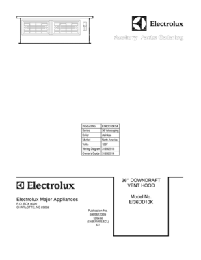 01 - COVER Diagram and Parts List for EI36DD10KSA  Frigidaire Range Hood