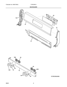 Backguard Diagram and Parts List for FCRE306CAWA  Frigidaire Range