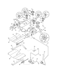 Burner Diagram and Parts List for EW30GS75KSC  Electrolux Range
