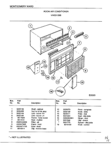 Room Air Conditioner Diagram and Parts List for 5159B  Frigidaire Air Conditioner
