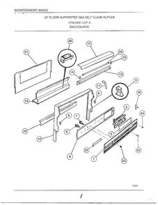 Backguard Diagram and Parts List for 2891  Frigidaire Range