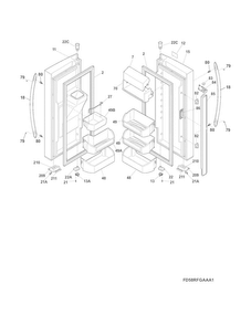 Fresh Food Doors Diagram and Parts List for FGHB2844LEC  Frigidaire Refrigerator