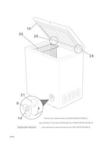 Replacement Parts Diagram and Parts List for 25312909510  Kenmore Freezer