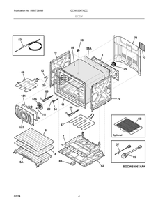 Body Diagram and Parts List for GCWS3067ADC  Frigidaire Wall Oven