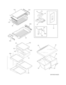Shelves Diagram and Parts List for FGHI2164QP0  Frigidaire Refrigerator