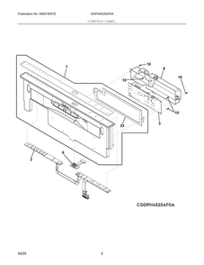 Control Panel Diagram and Parts List for GDPH4525AF0A  Frigidaire Dishwasher