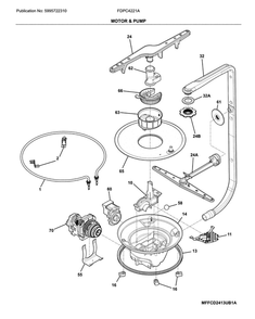 Motor And Pump Diagram and Parts List for FDPC4221AB0A  Frigidaire Dishwasher