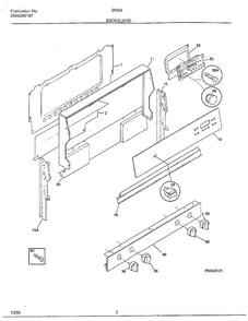 Backguard Diagram and Parts List for 285860B  Frigidaire Range