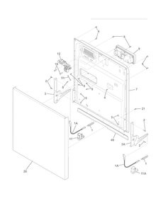 Door Diagram and Parts List for FFBD2411NW0A  Frigidaire Dishwasher