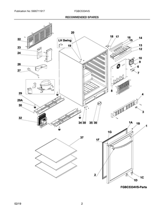 Part Location Diagram of 5304520285 Frigidaire HINGE