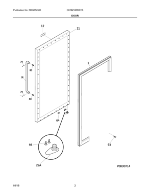 02 - DOOR Diagram and Parts List for KCGM180RQYB  Frigidaire Refrigerator
