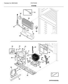 System Diagram and Parts List for FFHT1814WW0  Frigidaire Refrigerator