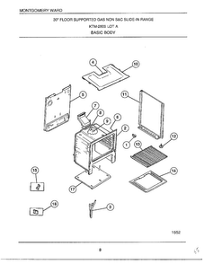 Basic Body Diagram and Parts List for 2809A  Frigidaire Range