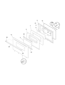 Door Diagram and Parts List for FFEF3005MBA  Frigidaire Range