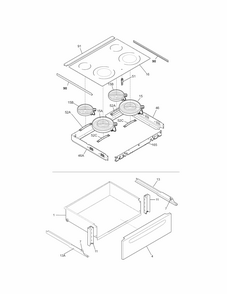 Top/drawer Diagram and Parts List for 79046781904  Kenmore Range