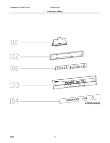 Control Panel Diagram and Parts List for FFBD2420US0A  Frigidaire Dishwasher