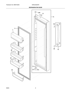 Refrigerator Door Diagram and Parts List for GRSC2352AF8  Frigidaire Refrigerator