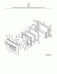 Door Diagram and Parts List for 79042543318  Kenmore Range