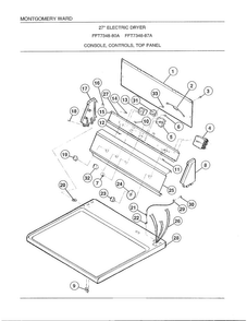 Console, Controls, Top Panel Diagram and Parts List for 7348A  Frigidaire Dryer