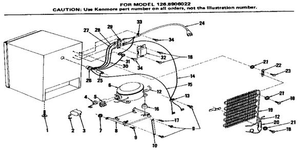 Unit Parts Diagram and Parts List for 1268906022  Kenmore Refrigerator
