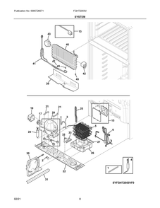 System Diagram and Parts List for FGHT2055VD0  Frigidaire Refrigerator