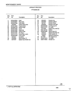 Upright Freezer Page 4 Diagram and Parts List for 49669B  Frigidaire Freezer
