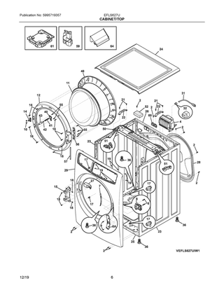 Cabinet/top Diagram and Parts List for EFLS627UTT1  Frigidaire Washer