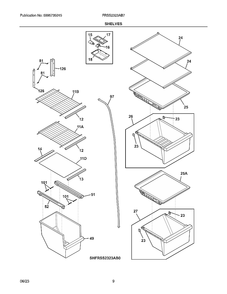 Shelves Diagram and Parts List for FRSS2323AB7  Frigidaire Refrigerator