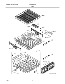 Racks Diagram and Parts List for EDSH4944BS0A  Frigidaire Dishwasher