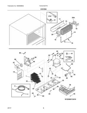 05 - SYSTEM Diagram and Parts List for FGHI2164TF0  Frigidaire Refrigerator