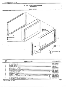 30" Gas Over/under Door Upper Diagram and Parts List for 3448A  Frigidaire Range