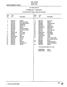 Door Front Panel And Lint Filter Page 2 Diagram and Parts List for 8589-87A  Frigidaire Dryer
