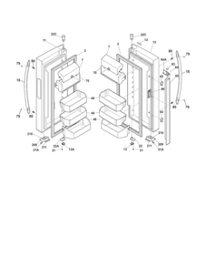 Fresh Food Doors Diagram and Parts List for LGHN2844MF5  Frigidaire Refrigerator