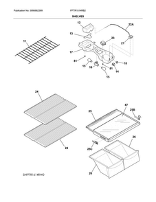 Shelves Diagram and Parts List for FFTR1514RB2  Frigidaire Refrigerator