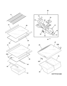 Shelves Diagram and Parts List for FFHT1821QW3  Frigidaire Refrigerator