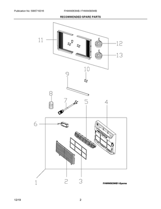 Part Location Diagram of 5304523815 Frigidaire REMOTE