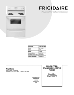 01 - Cover Sheet Diagram and Parts List for CWEF3007TWB  Frigidaire Range