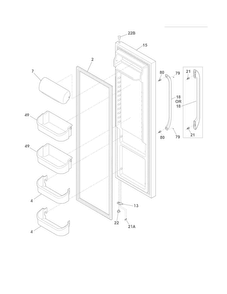 Refrigerator Door Diagram and Parts List for FFHS2322MS3  Frigidaire Refrigerator