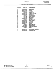 Window Mounting Parts Page 2 Diagram and Parts List for 5292004A  Frigidaire Air Conditioner