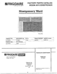 Room Air Conditioner Diagram and Parts List for 5174001B  Frigidaire Air Conditioner