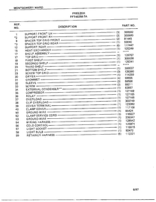 Freezer Page 6 Diagram and Parts List for 49258-7A  Frigidaire Freezer