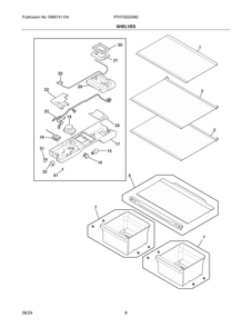 Shelves Diagram and Parts List for FFHT2022AB2  Frigidaire Refrigerator