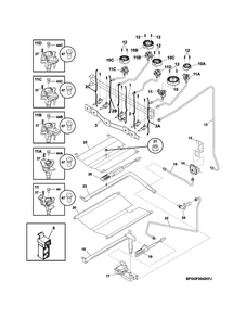 Burner Diagram and Parts List for FGGF3032MFH  Frigidaire Range