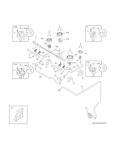 Burner Diagram and Parts List for FGDS3065PFH  Frigidaire Range