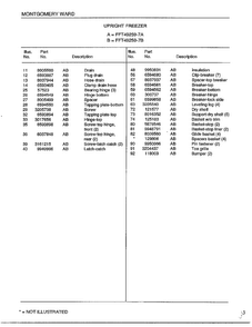 Upright Freezer Page 6 Diagram and Parts List for 49259B  Frigidaire Freezer