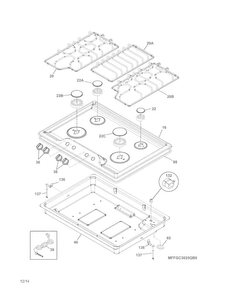 Main Top Diagram and Parts List for FFGC3010QSA  Frigidaire Cooktop