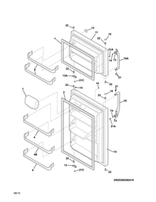 Doors Diagram and Parts List for 25360382411  Kenmore Refrigerator