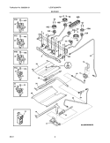 BURNER Diagram and Parts List for LGGF305MKFM  Frigidaire Range