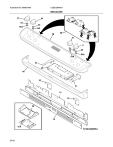 Backguard Diagram and Parts List for CGES3065PWJ  Frigidaire Range