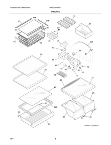 Shelves Diagram and Parts List for MRTG20V8PS1  Frigidaire Refrigerator